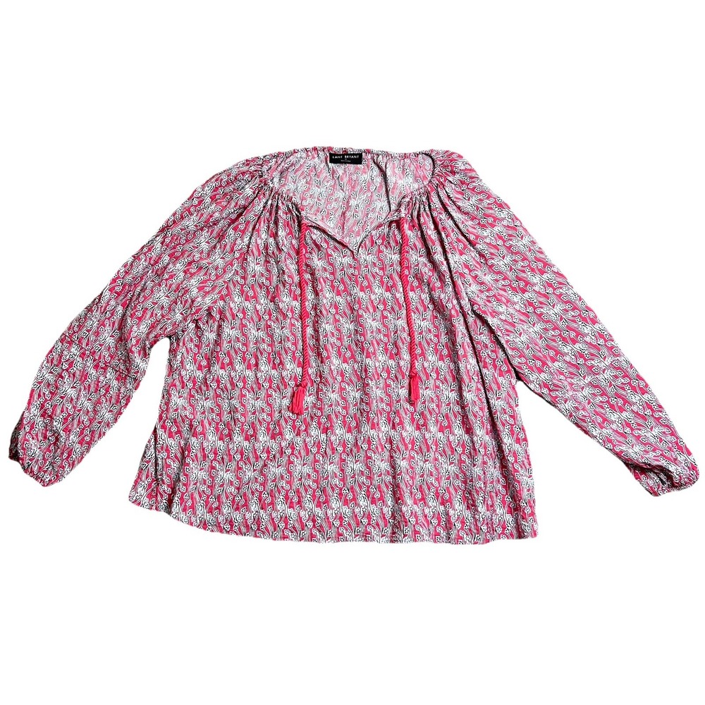 Lane Bryant Floral Peasant Tunic Top Blouse Tassel Lightweight‎ Coastal Size 20